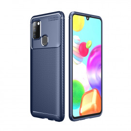 Carbon Fiber TPU Case Samsung Galaxy A21s Hoesje - Blauw