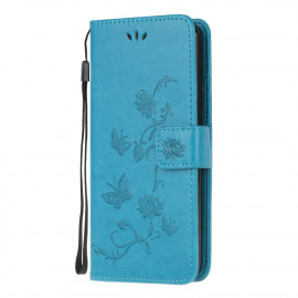 Coverup Bloemen & Vlinders Book Case - Huawei Y5P Hoesje - Blauw