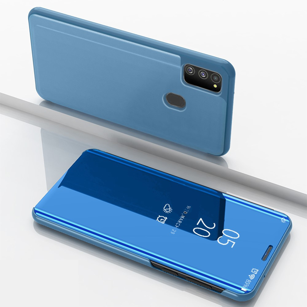 Omhoog Volgen Oude man Mirror View Case - Samsung Galaxy M21 Hoesje - Lichtblauw | GSM-Hoesjes.be