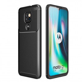 Carbon Fiber TPU Back Cover - Motorola Moto G9 Play Hoesje - Zwart