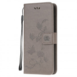 Coverup Bloemen & Vlinders Book Case - Samsung Galaxy A12 Hoesje - Grijs
