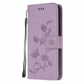 Bloemen Book Case - Samsung Galaxy A12 Hoesje - Paars