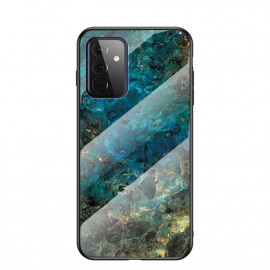 Marble Glass Back Cover - Samsung Galaxy A72 Hoesje - Emerald / Goud
