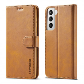 LC.IMEEKE Luxe Book Case - Samsung Galaxy S21 Plus Hoesje - Bruin