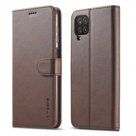 Luxe Book Case Samsung Galaxy A12 Hoesje - Donkerbruin