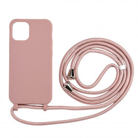 Coverup TPU Back Cover met Koord - Biologisch Afbreekbaar - iPhone 12 / 12 Pro Hoesje - Roze