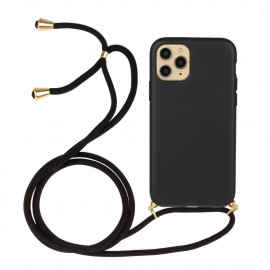 TPU Back Cover met Koord - iPhone 13 Mini Hoesje - Zwart