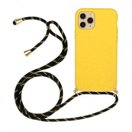 Coverup TPU Back Cover met Koord - Biologisch Afbreekbaar - iPhone 13 Mini Hoesje - Geel