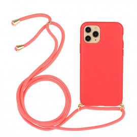 Coverup TPU Back Cover met Koord - Biologisch Afbreekbaar - iPhone 13 Mini Hoesje - Rood