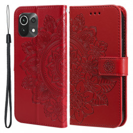 Bloemen Book Case - Xiaomi Mi 11 Lite (4G / 5G / NE) Hoesje - Rood