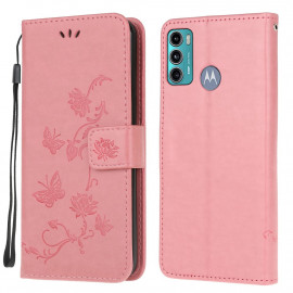 Bloemen Book Case - Motorola Moto G60 Hoesje - Roze