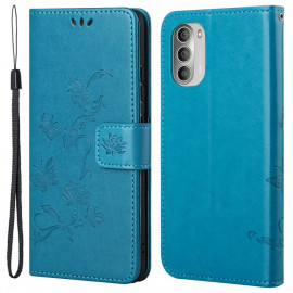Coverup Bloemen & Vlinders Book Case - Motorola Moto G51 Hoesje - Blauw