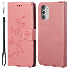Bloemen Book Case Motorola Moto G51 Hoesje - Pink