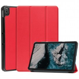 Tri-Fold Book Case met Wake/Sleep - Nokia T20 Hoesje - Rood