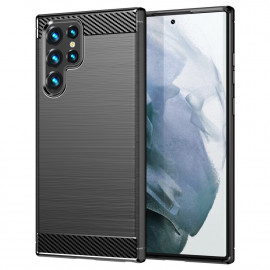 Armor Brushed TPU Back Cover - Samsung Galaxy S22 Ultra Hoesje - Zwart