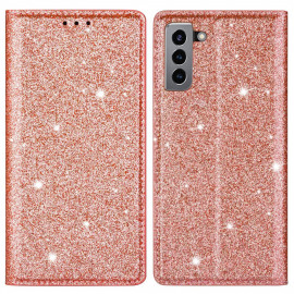 Glitter Book Case - Samsung Galaxy S22 Plus Hoesje - Rose Gold