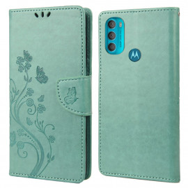 Bloemen Book Case - Motorola Moto G71 Hoesje - Groen