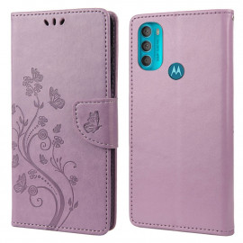 Bloemen Book Case - Motorola Moto G71 Hoesje - Paars