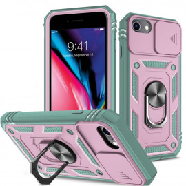 Coverup Ring Kickstand Back Cover met Camera Shield - iPhone SE (2022/2020), iPhone 8 / 7 Hoesje - Pink