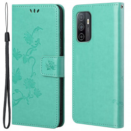 Bloemen Book Case - Samsung Galaxy A53 Hoesje - Cyan