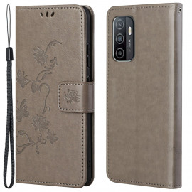 Bloemen Book Case - Samsung Galaxy A33 Hoesje - Grijs