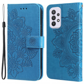 Bloemen Book Case - Samsung Galaxy A33 Hoesje - Blauw