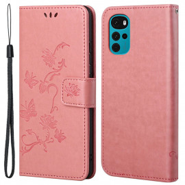 Bloemen Book Case - Motorola Moto G22 Hoesje - Pink