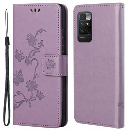 Coverup Bloemen & Vlinders Book Case - Xiaomi Redmi Note 11 / 11S 4G Hoesje - Paars