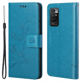 Bloemen Book Case - Xiaomi Redmi Note 11 / 11S 4G Hoesje - Blauw