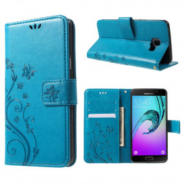 Bloemen & Vlinders Book Case - Samsung Galaxy A5 (2016) Hoesje - Blauw