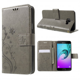 Bloemen Book Case - Samsung Galaxy A5 (2016) Hoesje - Grijs