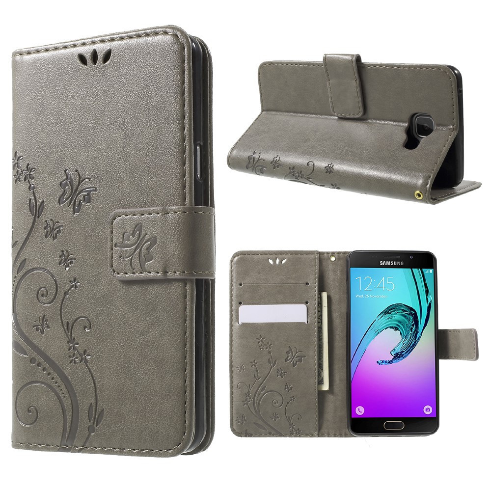 Lunch 945 ijsje Bloemen Book Case - Samsung Galaxy A5 (2016) Hoesje - Grijs | GSM-Hoesjes.be