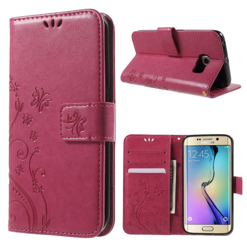modus ledematen Desillusie Bloemen Book Case - Samsung Galaxy S6 Edge Hoesje - Roze | GSM-Hoesjes.be