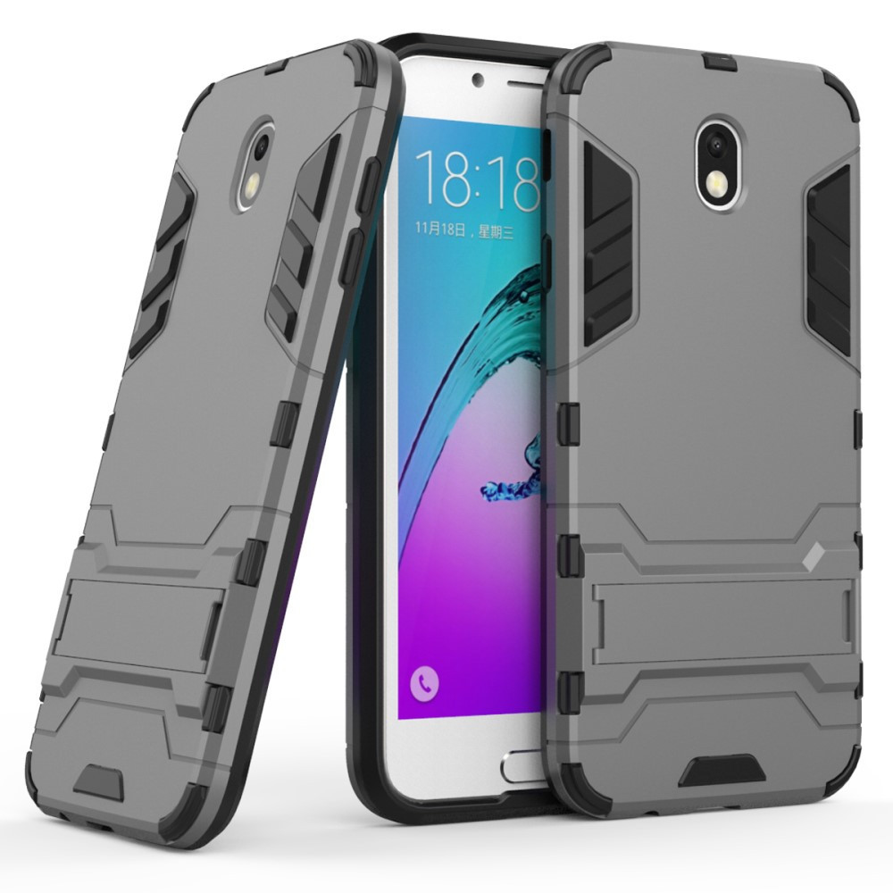 Prestatie Vroeg vat Armor Kickstand Back Cover - Samsung Galaxy J7 (2017) Hoesje - Grijs | GSM- Hoesjes.be