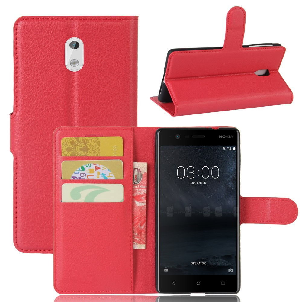 doel kristal Reden Book Case - Nokia 3 Hoesje - Rood | GSM-Hoesjes.be