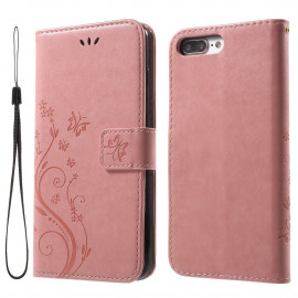 Bloemen & Vlinders Book Case - iPhone 8 Plus / 7 Plus Hoesje - Pink