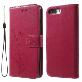 Bloemen & Vlinders Book Case - iPhone 8 Plus / 7 Plus Hoesje - Roze
