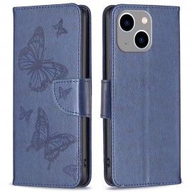 Vlinder Book Case - iPhone 14 Plus Hoesje - Blauw