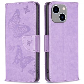 Vlinder Book Case - iPhone 14 Plus Hoesje - Paars