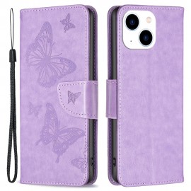 Vlinder Book Case - iPhone 14 Hoesje - Paars