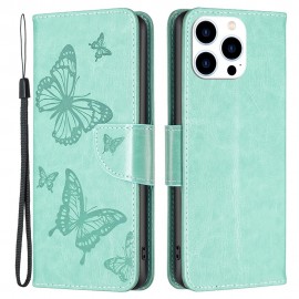 Vlinder Book Case - iPhone 14 Pro Hoesje - Groen