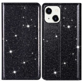 Glitter Book Case - iPhone 14 Hoesje - Zwart