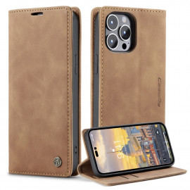 CaseMe Book Case - iPhone 14 Pro Hoesje - Bruin