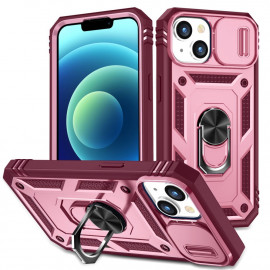 Ring Kickstand met Camera Shield - iPhone 14 Hoesje - Roze
