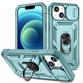Ring Kickstand met Camera Shield - iPhone 14 Hoesje - Cyan