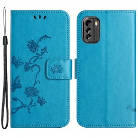 Coverup Bloemen & Vlinders Book Case - Nokia G60 Hoesje - Blauw