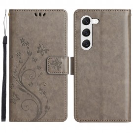 Coverup Bloemen & Vlinders Book Case - Samsung Galaxy S23 Hoesje - Grijs