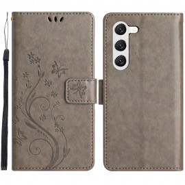 Coverup Bloemen & Vlinders Book Case - Samsung Galaxy S23 Plus Hoesje - Grijs