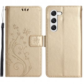 Coverup Bloemen & Vlinders Book Case - Samsung Galaxy S23 Plus Hoesje - Goud