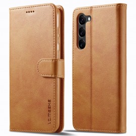 LC.IMEEKE Luxe Book Case - Samsung Galaxy S23 Hoesje - Bruin